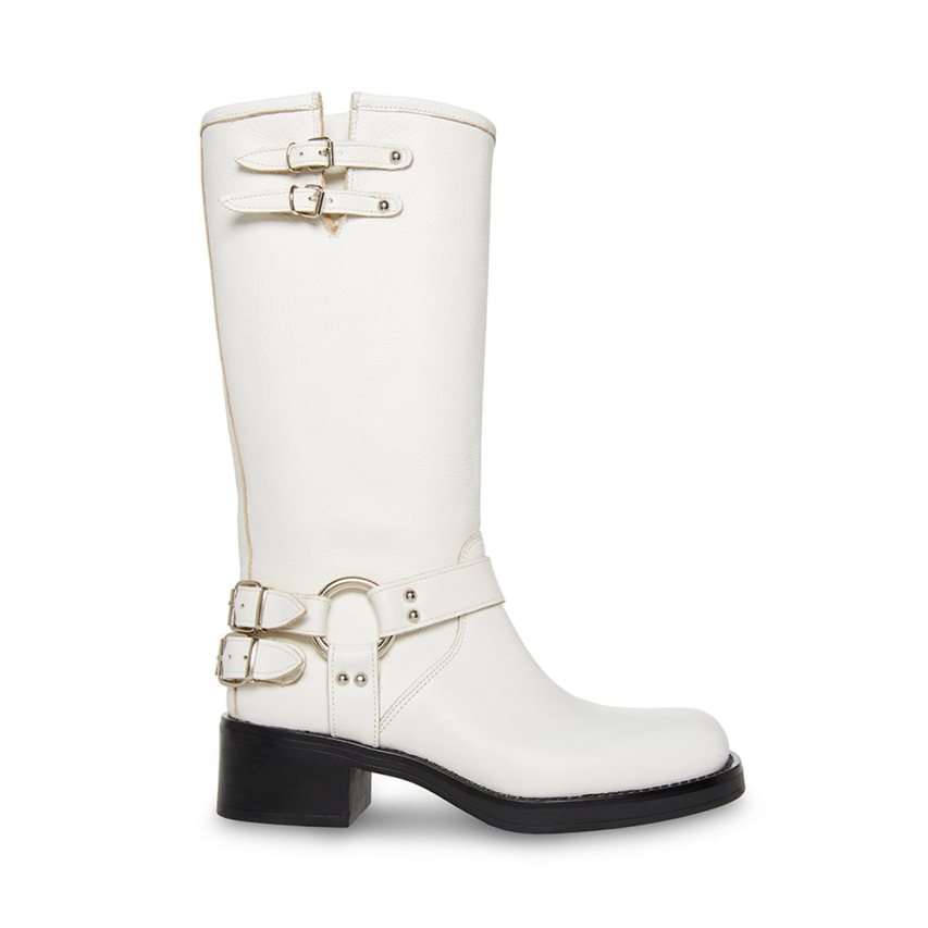 Botas Altas Steve Madden Axelle Cuero Mujer Blancas | ES PO1639